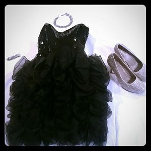 Vintage 1980s Tadashi Shoji Black Cocktail Dress